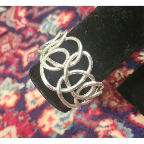 STERLING SILVER ANGELA CUMMINGS AC STUDIOS CUFF MODERNIST ABSTRACT Open BRACELET - Picture 1 of 16
